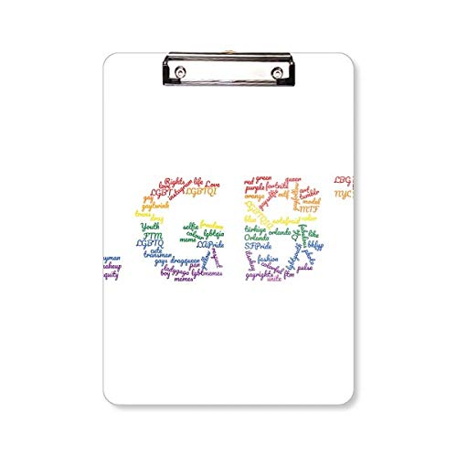 Porte-bloc LGBT arc-en-ciel wordcloud ultra rigide en plaque de support A4 durable