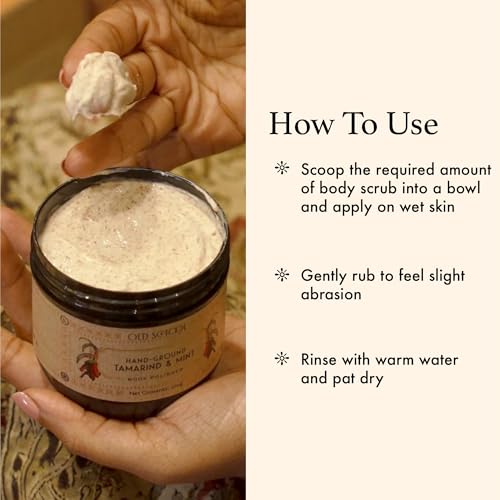 Image of Old School Rituals Tamarind & Mint Body Scrub | Natural Exfoliating & Brightening Body Polisher for Tan Removal, Glowing Skin & Skin Nourishment | 200g