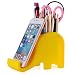 Pen Pencil Holder with Phone Stand, Coolbros Elephant Shaped Pen Container Cell Phone Stand Carving Brush Scissor Holder Desk Organizer Decoration for Office Desk Home Decorative (Yellow)
