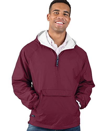 Image of Charles River Apparel Unisex Classic Solid Pullover, Water-Resistant Windbreaker with Flannel Lining