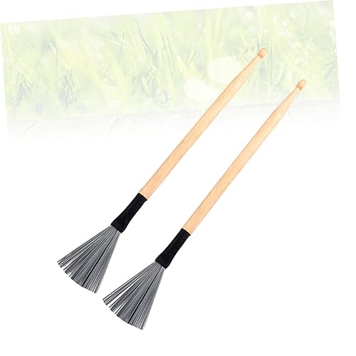 ibasenice 2 piezas de baquetas de madera para jazz con cepillo de alambre de acero, herramienta de limpieza para batería, ideal para principiantes miniatura 4