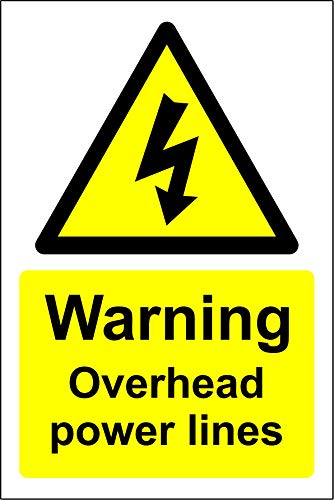 Image of Warning overhead power lines Safety sign - 1.2mm Rigid plastic 300mm x 200mm