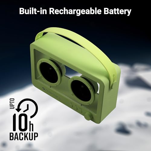Image of ZEBRONICS Sound Feast 75, Portable Bluetooth Speaker, 14 Watts, 10 Hours Playback, Transparent Body, Dual 6.6 cm Drivers, Carry Strap, Bluetooth v5.3 | TWS | mSD | AUX (Green)
