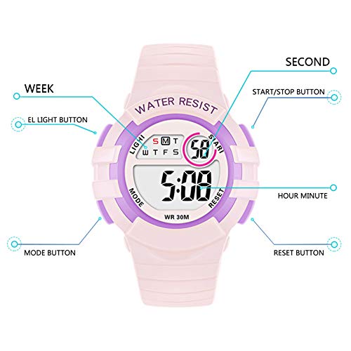 pedkit Relógio infantil colorido para estudante relógio eletrônico luminoso à prova d'água para esp