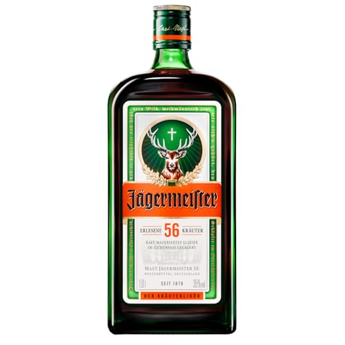 Jägermeister – 1 x 1l Premium Kräuterlikör 35% Vol. aus 56 erlesenen Kräutern – Im Eichenfass gelagert – Das Original aus Wolfenbüttel