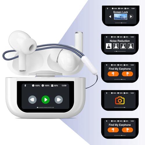 Wireless Earbuds, Earphones in Ear Bluetooth 5.4, TWS Headphones 50H Playtime, ANC Ear Buds Noise Cancelling, Deep Bass Stereo ENC Mic, Lightweight Comfort Fit & Smart Touch Screen Case(white)