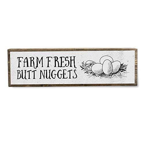ANVEVO Farm Fresh Butt Nuggets - Chicken DÃ©cor - Chicken Sign Wood and Metal â€“ Funny Chicken Gifts â€“ Coop Signs - Farmhouse Decorations