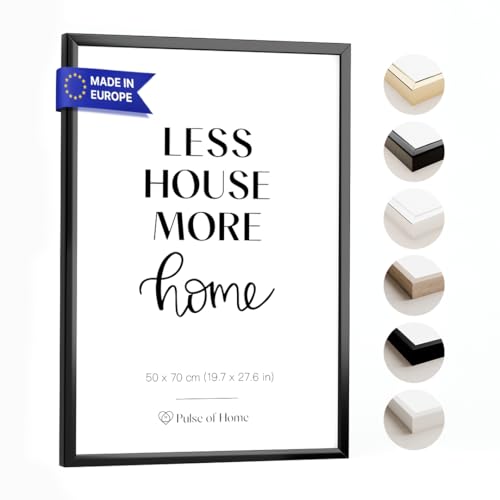 Marco de fotos de aluminio 50 x 70 cm en color negro, marco fino, ideal para fotos, pósteres, dibujos infantiles y arte, decoración para habitaciones infantiles y salones, resalta tus obras con estilo