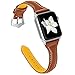 Jennyfly Compatible with Apple Watch Strap Band 40mm 38mm,Thin Genuine Leather Replacement Strap with Metal Buckle Adjustable 5.5-8.0 inch Compatible for iWatch Series 6/5/4/3/2/1 38MM/40MM - Brown