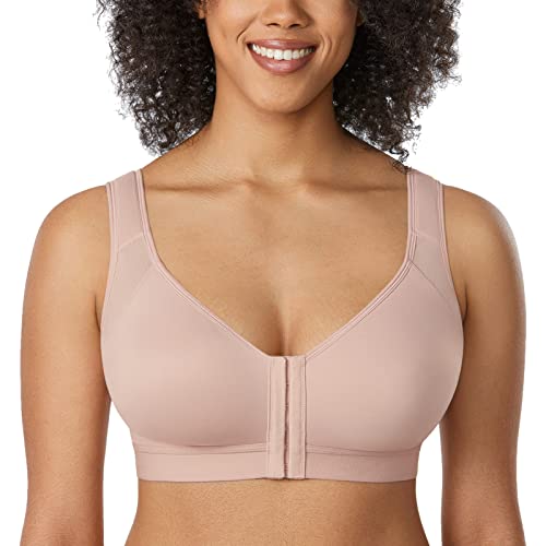 DELIMIRA Women's Front Fastening Wireless Comfort Non Padded Back Support Bra