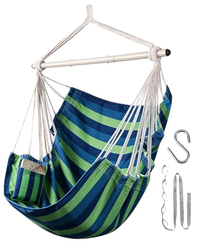 Image of Lulladle Hammock Chair Hanging Rope Swing - Hammock Chair Bedrooms - Swing Chair Indoor - Hanging Chair Outdoor - Max Weight 500 Lbs