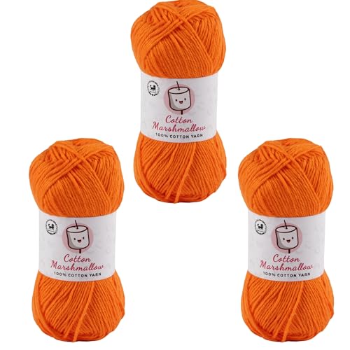 Image of NESTNHAVEN Cotton Marshmallow 100% Cotton Yarn - (50 g, 130 m) - Luxury Yarn for Crochet, Amigurumi, Embroidery, Toys, Garments, Flowers and Hobby Projects (Orange) |