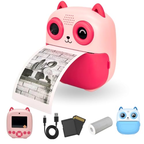 SnapPix Cámara de Fotos Instantáneas para Niños con Papel de Impresión y Tarjeta SD,20MP, Cámara de Fotos para Niños, Regalo para Niños de 3 a 14 años (Azul y Rosa) (Rosa)