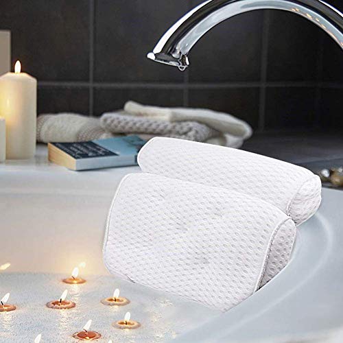 Xiegons0 Bain Coussin Avec 7 Fixation Ventouse Pour Tête Arrière Non Slip Baignoire Spa Accessoires 4D Air Maille Cou Soutien Personnel Soin Épais Unisexe Respirant Repose-Tête Cover