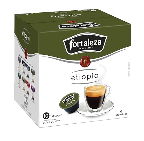 Café Fortaleza - Cápsulas Compatibles con Dolce Gusto, Café de Etiopí­a, Puro Sabor, 100% Arábica, Aromas Cí­tricos y Achocolatados, Pack 10x3 - Total 30 uds