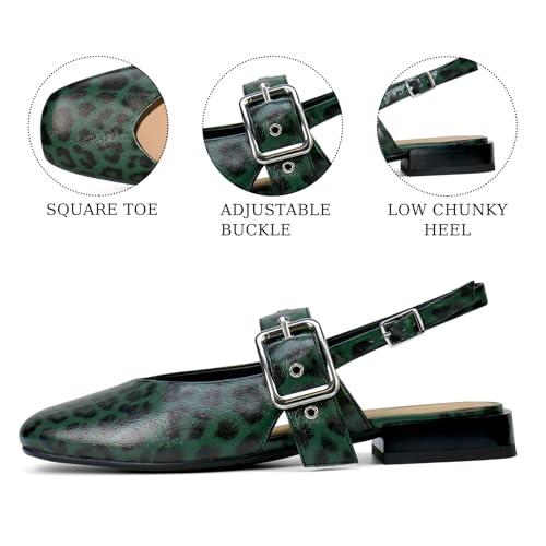 Womens Mary Jane Low Block Heels Closed Square Toe Slingback Ankle Strap Pumps Leopard Printed Party Dress Shoes4