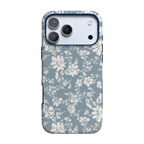 Coque iPhone 17 Pro floral bleu pour vos moments thé de l'après-midi