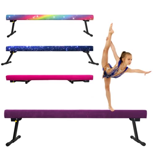 HomeSun Schwebebalken Einstellbar Faltbar Gymnastik Balance Beam High and Low Level Floor Beam Einfache Montage Gymnastikbalken 240cm Stabile Trainingsgeräte für Zuhause (Violett, 240cm)