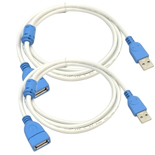 Image of 1.5M(4.92FT) USB 2.0 Male to Female Extension Cable, USB A Male to A Female Cable Cord Wire, PenDrive Extender for Tv, Pc, Hard Drive, Mouse Keyboard, Webcam, Scanner (White Pack 2)