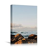 Canvas Wall Art Rocky Seas I Beach Beach Blue Coastal Cool Photography Relax/Calm - 12x18 inches