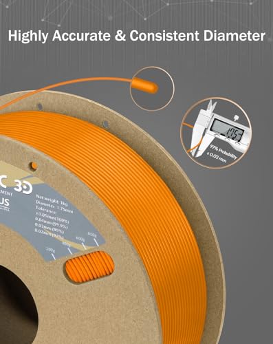 Image of DURAMIC 3D PLA+ Printer Filament 1.75mm PLA Plus Neatly 2Kg Spool(2.2lbs) | PLA Pro Tougher and Stronger, Dimensional Accuracy Probability + /- 0.02mm Orange