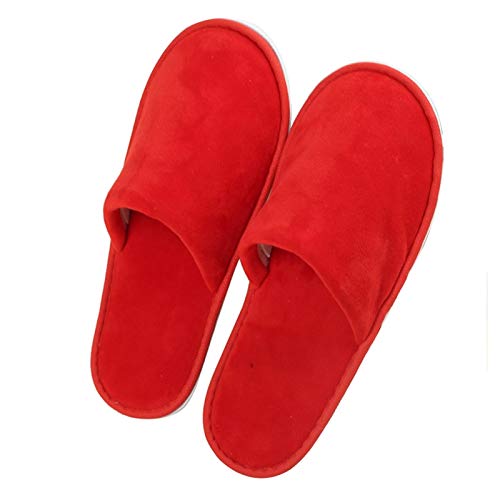 LIQIN Zapatillas Desechables otoño e Invierno Zapatillas de Hotel de casa Antideslizantes Acolchados Interiores for Hombres y Mujeres Zapatillas (Color : Red, Size : 5 Pairs)