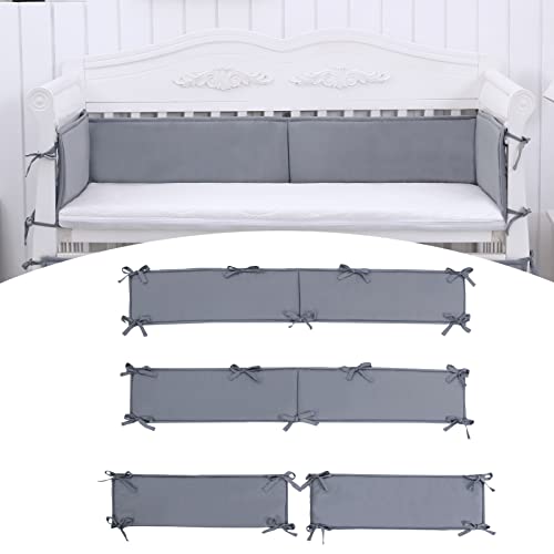 Image of Baby Padded Cushioned Liners Crib Anticollision Pads, Mesh 4 Insides Breathable Cushioned Pads for Boys Girls (JR-Gray)