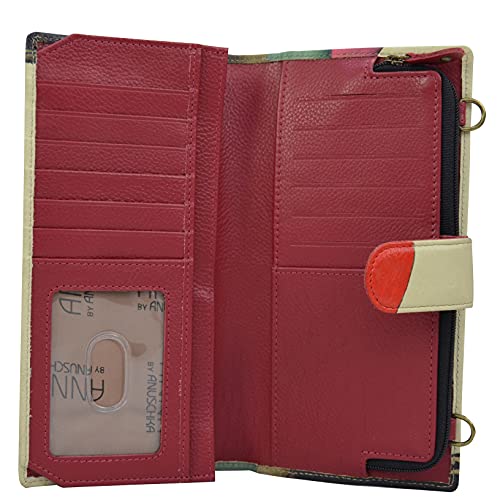 Anna by Anuschka Women's Hand-Painted Genuine Leather Bi-Fold Wallet With Strap3