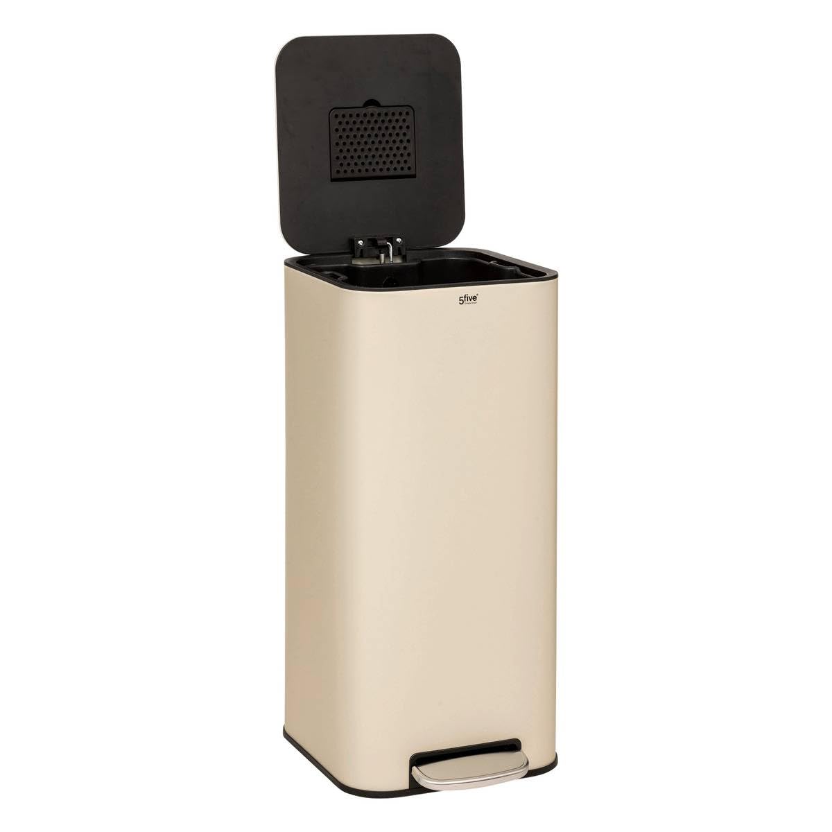 5five - poubelle delta en métal beige 30l
