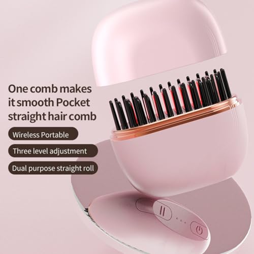 Mini cepillo plancha de pelo inalámbrico portátil negro miniatura 3