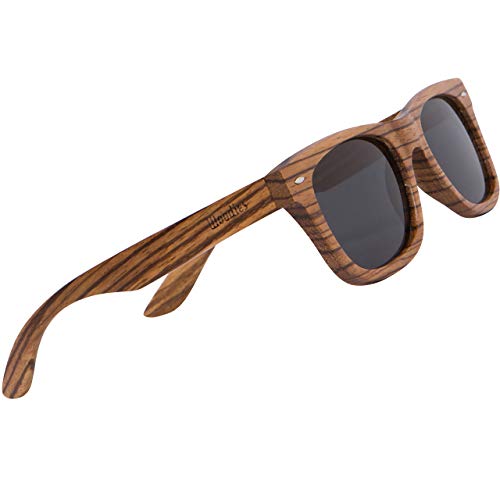 Woodies Polarized All-Wood Zebra Wood Sunglasses For Men And Women | Dark Lenses And Real Wooden Frame | 100% Uva/Uvb Ray Protection #TOP24
