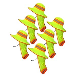 Men High Visibility Reflective Sun Hat with Neck Flap Wide Brim Boonie Hat Bucket Cap