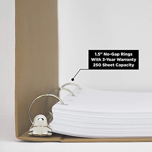 Carstens 1.5- Inch Heavy Duty 3-Ring Binder - Side Opening, Sand #TOP1