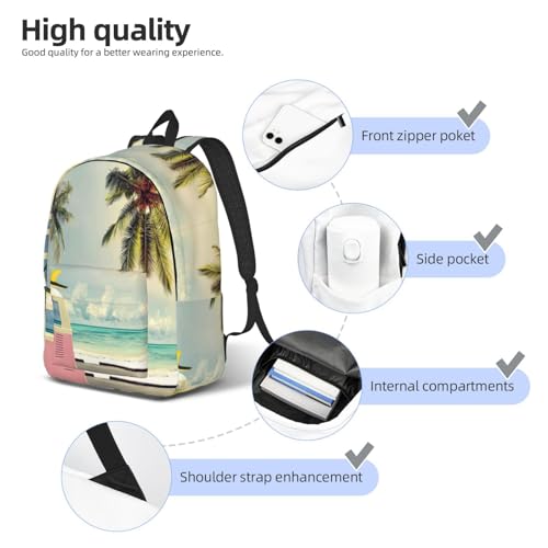Mochila para laptop EdWal con estampado de playa y autobús para mujer 5