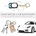 povtii Car Key Chain, Rhinestone Detail 3D Cute Car Model Keychain, Mini Cooper Metal Key Chain with Ring, Car Accessories (Lake Blue)