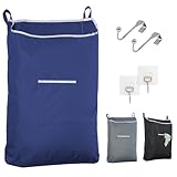 Space Saving Hanging Laundry Hamper Bag Dark Blue with Free Door Hooks - by The Fine Living Co USA
