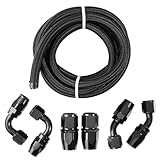 10AN 5/8' Fuel line Hose Fitting Kit,10 ft black Nylon Stainless Steel Braided with 6PCS Fuel Hose Fitting