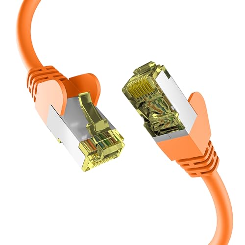 EFB-Elektronik - CAT. 6a Netzwerkkabel bis zu 10 Gbit - 25m LAN Kabel Ethernet Kabel Patchkabel mit Klinken-/Knickschutz - RJ45 Anschluss, S/FTP PIMF Schirmung - Orange