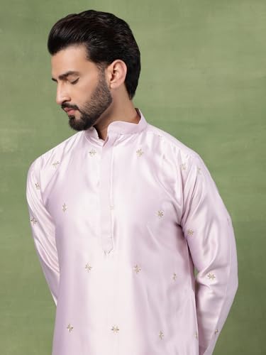 Image of SOJANYA (Since 1958 Men's Cotton Silk Flora & Fauna Embroidered Long Kurta