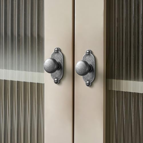 Image of Goo-Ki Weathered Nickel Zinc Alloy Cabinet Large Knob with Backplate - Single Hole Center Cabinet Pull Hardware for Bedroom, Kitchen, 6 Pack（8611-G013）