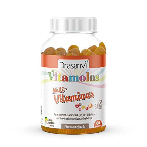 DRASANVI VITAMOLAS MULTIVITAMINAS - Vitamina C, B12, E, D3, B3, B5, B6 + Zinc + Biotina - SIN azúcares - VEGANO - SIN GLUTEN - 60 gominolas