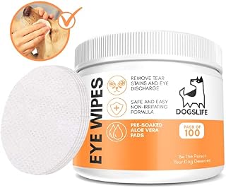 Dog Eye Wipes | Safe & Easy Cleaning Eye Wipes For Dogs | Remove Tear Stains, Dog Eye Crust & Eye Discharge | Pack Of 100 | Soothing Aloe Vera Formula!