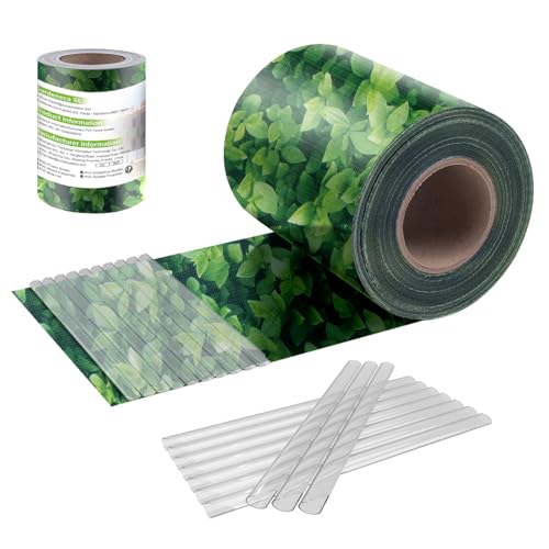 Sunnylaxx Frangivisto Recinzione Schermi di Privacy Protetto, 450g/m² PVC Schermo da Giardino 35m x 19cm con Strisce di Fissaggio, Esterno Balcone,Foglie