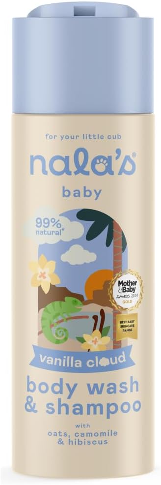 Nala's Baby Body Wash & Shampoo Vanilla Cloud | Allergen-Free Sweet Vanilla Fragrance | 99% Natural | Dermatologically-tested and Paediatrician-approved | Tear-Free | Vegan | 200ml | Nalas Baby