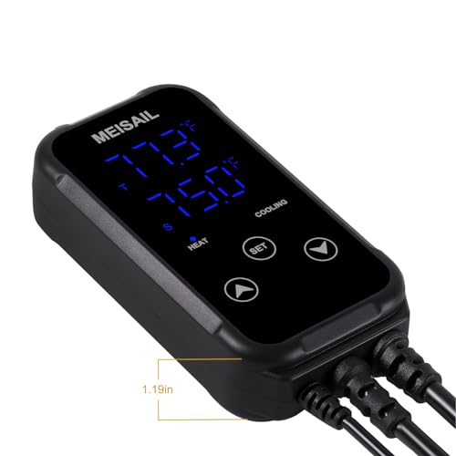 MEISAIL Digital Temperature Controller 2-Stage Outlet Thermostat Heating and Cooling Mode Carboy Homebrew Fermenter Greenhouse Terrarium 110V 10A (S10B-B)