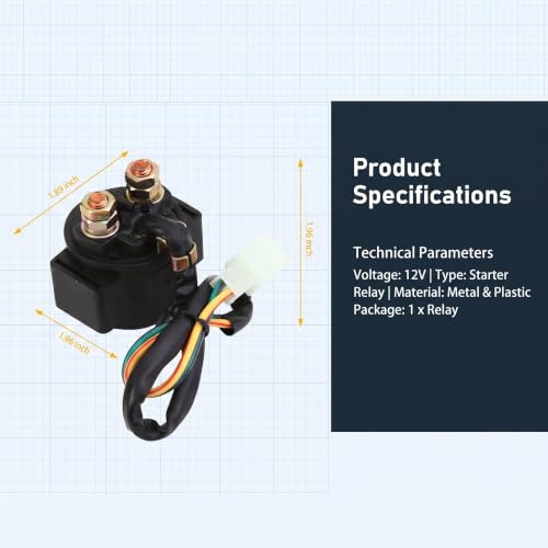 Relé Solenoide de Arranque para Motocicleta, Resistente a Sismos, Antidesprendimiento, Relé Motor 12V, Resistente al Agua y al Calor, Universal para Motocicletas, Karts y Scooters (Negro) miniatura 2