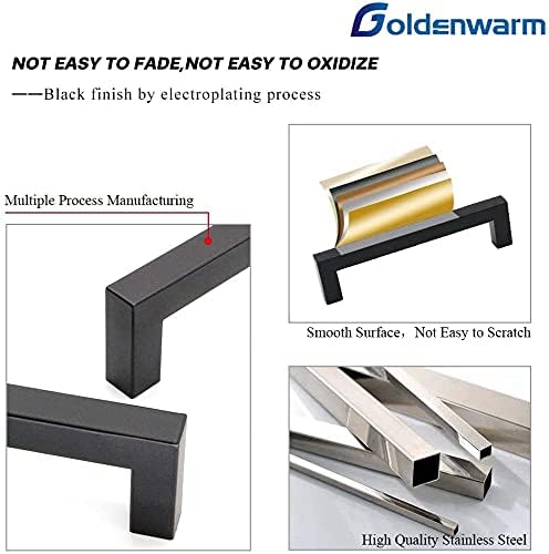 20Pack goldenwarm Black Kitchen Handle Kitchen Cabinet Handle Bathroom Door Handle Kitchen Cupboard Door Handle -LSJ12BK160 Bathroom Cabinet Hardware Black Drawer Handle Hole Centers 160mm