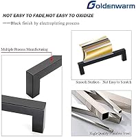 Goldenwarm LSJ12BK Négyzetes Rozsdamentes Acél Fogantyú Konyhai Szekrényhez és Fiókokhoz - Fekete, 128mm Furattáv, 10db Szett 3