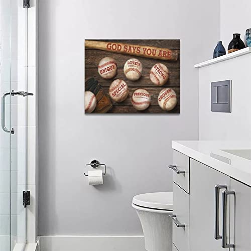 Baseball Wall Art Sport Baseball Pictures Wall Decor God Says You Are Painting Canvas Prints Framed Modern Artwork For Living Room Bedroom Bathroom 12"X16" #TOP5