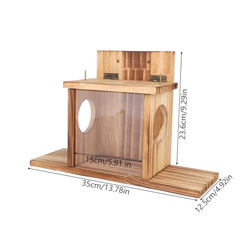 image for lasuroa Wooden Squirrel Feeder, Funny Wood Chipmunk Picnic Feeder for 